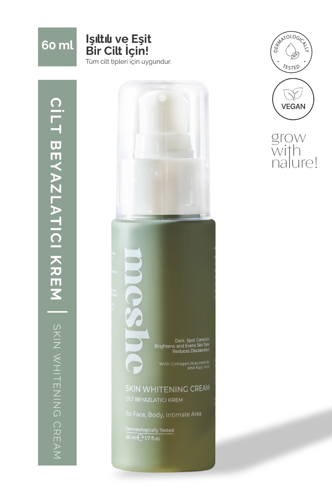 Meshe Cilt Beyazlatıcı Aydınlatıcı Glutatyonlu Leke Karşıtı Krem Kolajen, Niacinamide & Kojik Asitli 60 ml